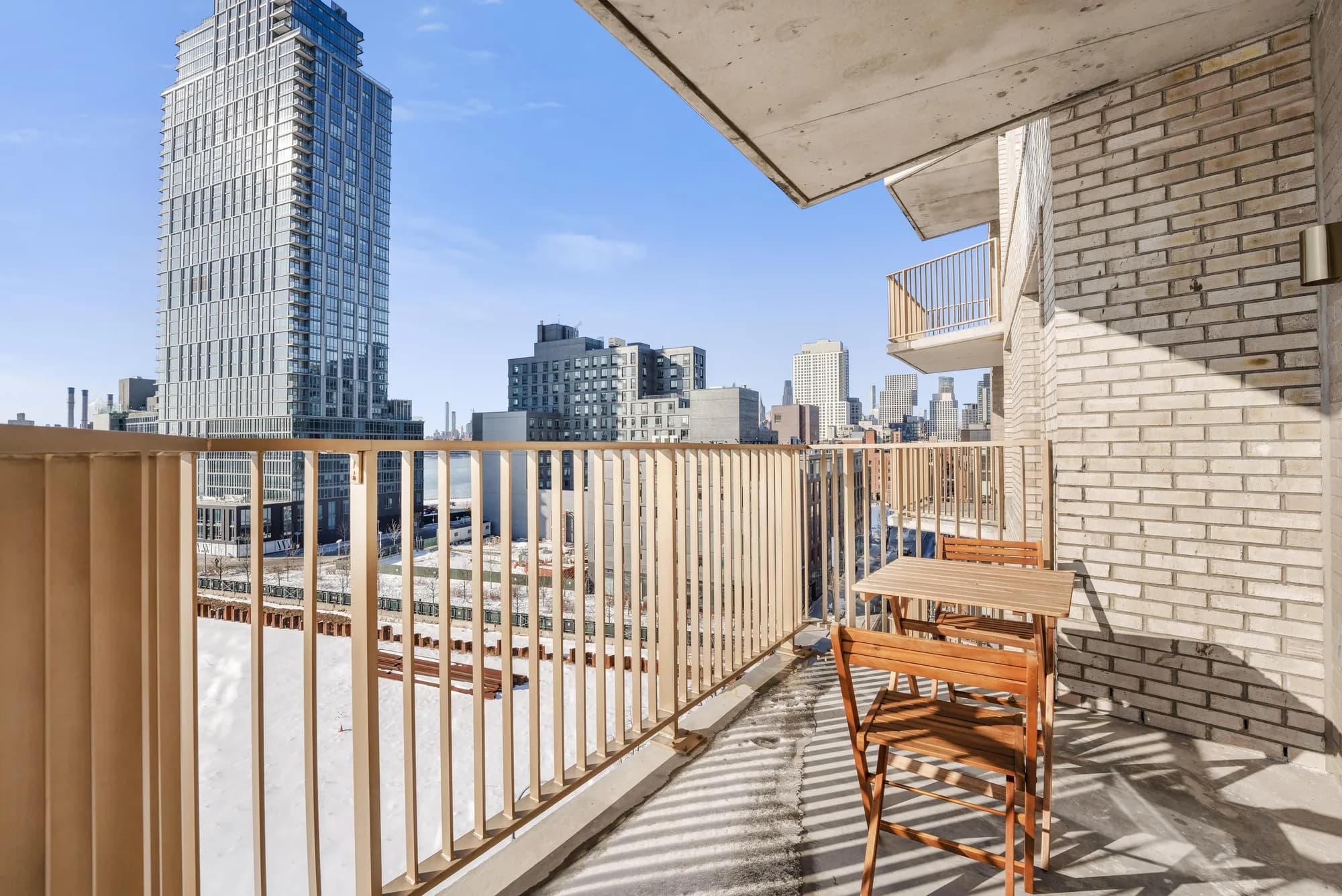 Private furnished terrace at a Waypost Brooklyn residence.