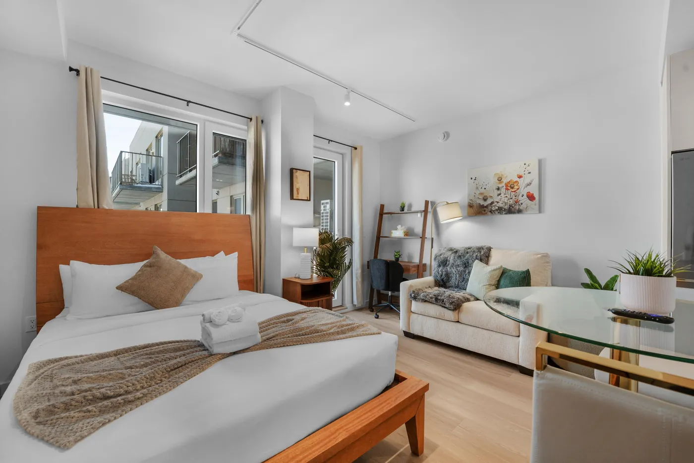 Furnished studio in a Waypost Brooklyn residence.